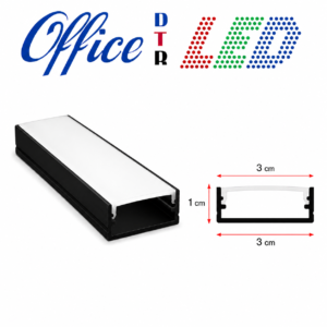 Perfil aluminio 3010 sobreponer negro