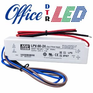 Fuente Plástica LPV IP65 Mean well 60w 2.5amp 24v